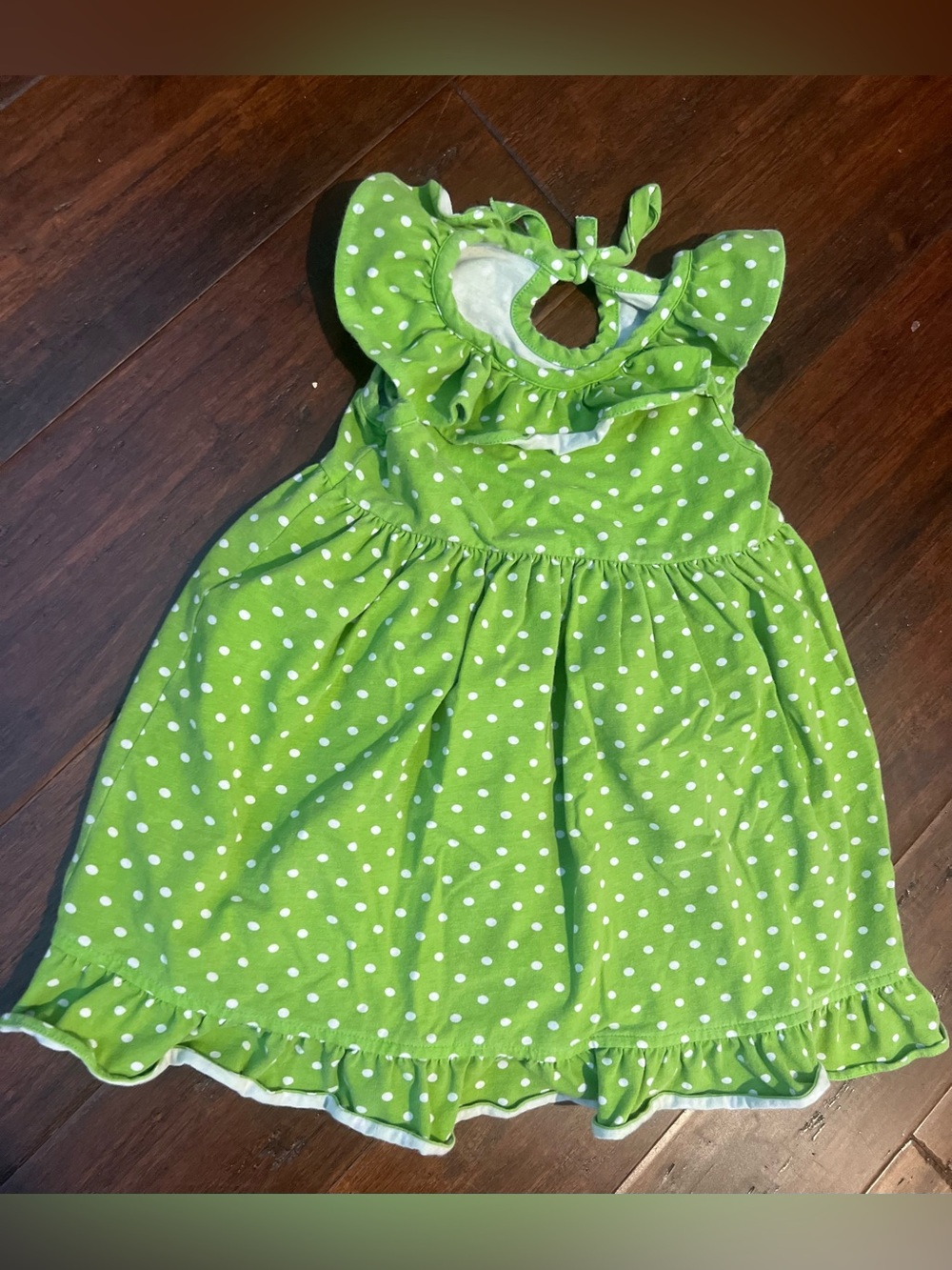Kelly's Kids Green Polka Dot Ruffle Dress - 3-4 years